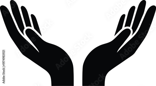 Vector graphic illustration of two hands with palms facing upwards