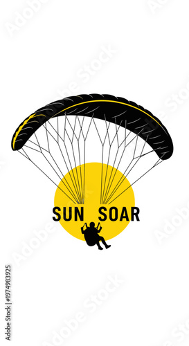 Dynamic Sun Soar Paragliding Adventure Extreme Sport Icon