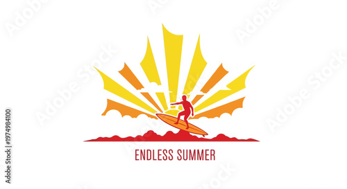 Dynamic Surfer Emblem Radiating Summer Energy And Freedom