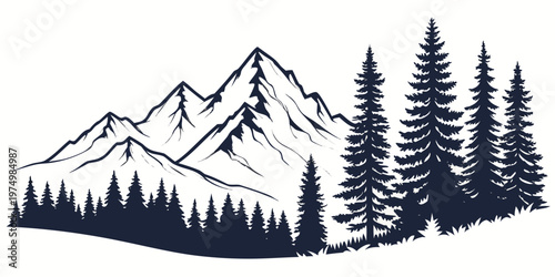 Silhouette of a majestic mountain range under a starry night sky