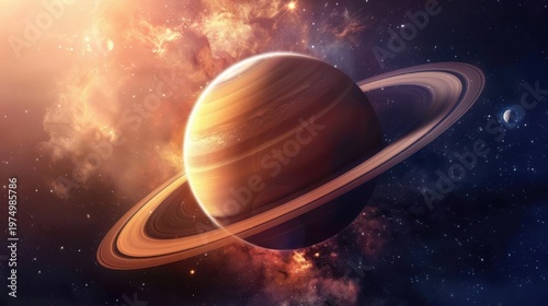Cosmic landscape featuring Saturn and planets in  across deep space