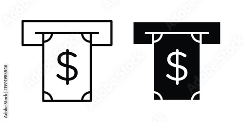 atm cash icon on white background. linear pictogram. Flat symbols
