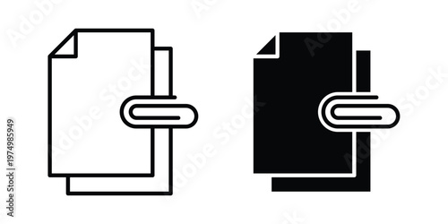 Attach document icon on white background. linear pictogram. Flat symbols