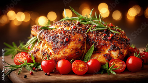 A whole chicken dressed and...