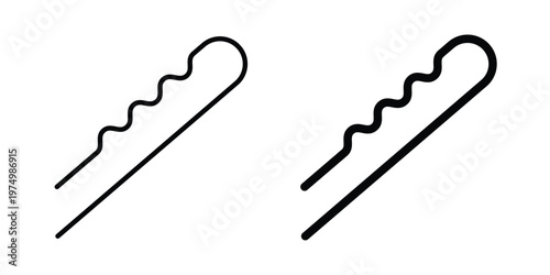 Bobby pin icon on white background. linear pictogram. Flat symbols