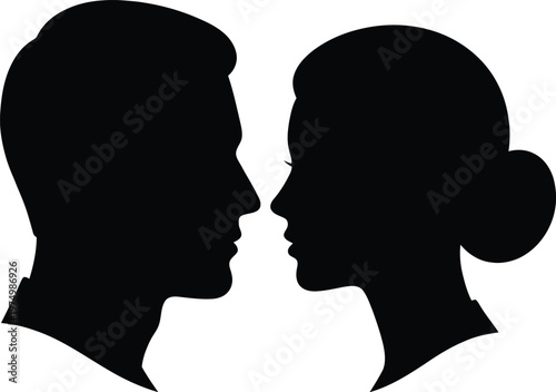 Vector illustration of a man and woman in a romantic kiss