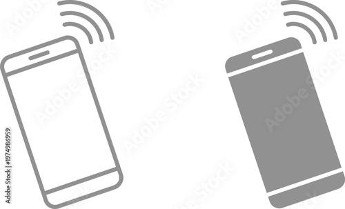 Vector graphic illustration of two smartphones with signal waves