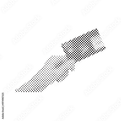 Human Hand Holding Credit Card Vector in Halftone Dotted Style