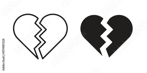 Broken heart icon on white background. linear pictogram. Flat symbols