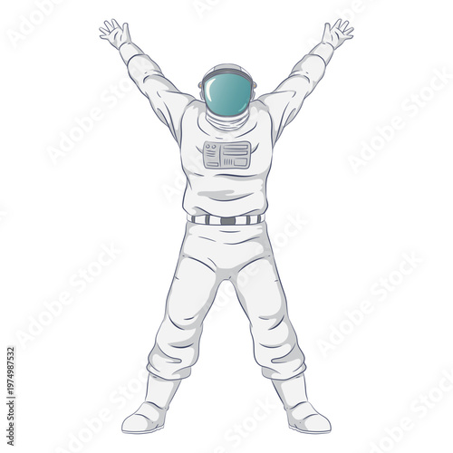 Semi flat open arms astronaut character