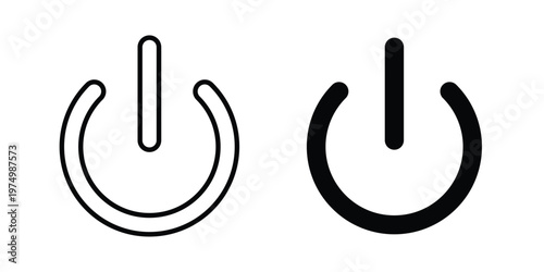 Button on off icon on white background. linear pictogram. Flat symbols