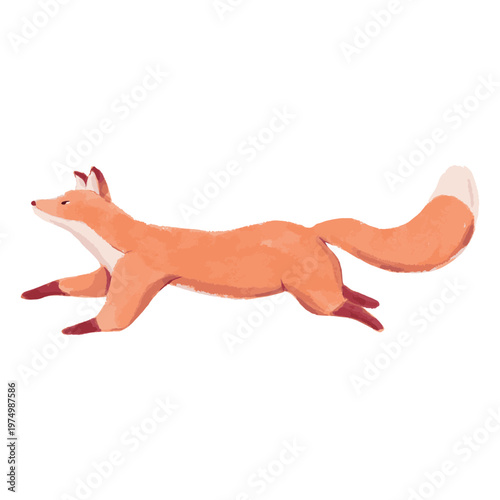 Fox leaping watercolor