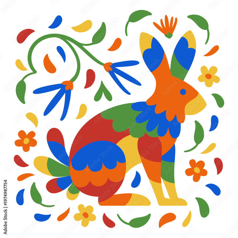 Obraz premium Day of the dead rabbit flat