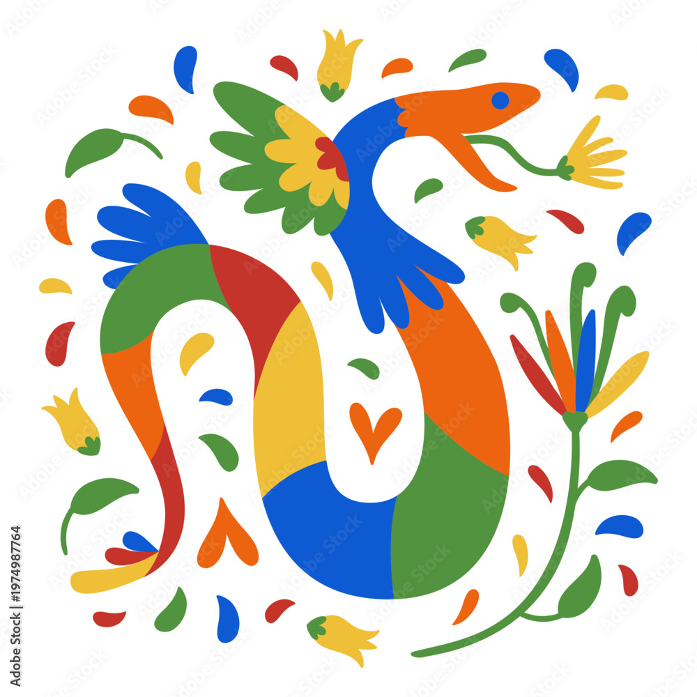 Obraz premium Day of the dead colorful snake flat