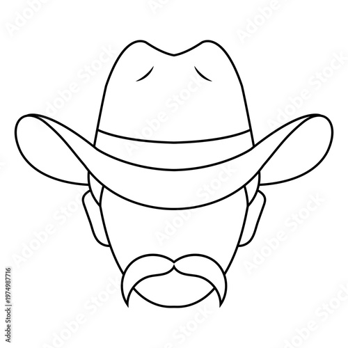 Cowboy head with hat stroke