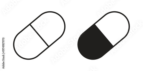 Capsule icon on white background. linear pictogram. Flat symbols