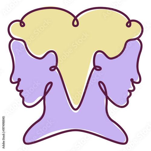 Two women continuous line color