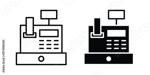 Cash register icon on white background. linear pictogram. Flat symbols