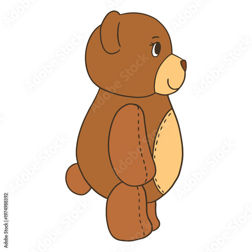 Side plush bear animal color stroke