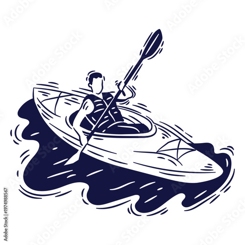 Simple water hobby man people kayak