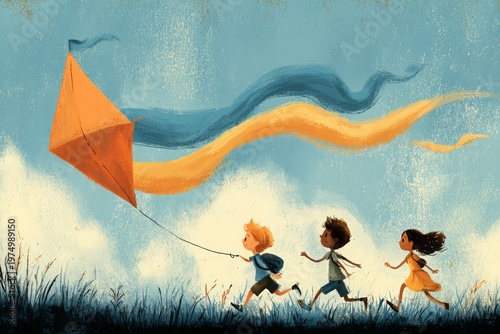Happy Children Summer Vacation: Flat Vector Illustrations