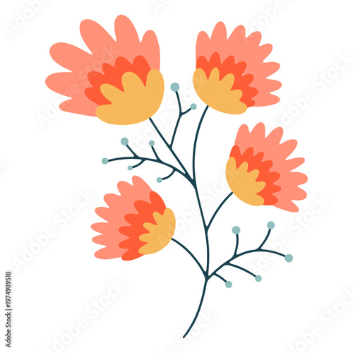 Flowers flat vivid colors pink yellow