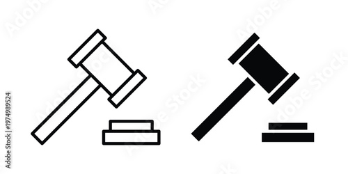 Court decision icon on white background. linear pictogram. Flat symbols
