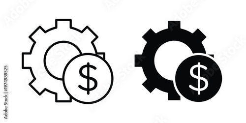 Costs optimization icon on white background. linear pictogram. Flat symbols