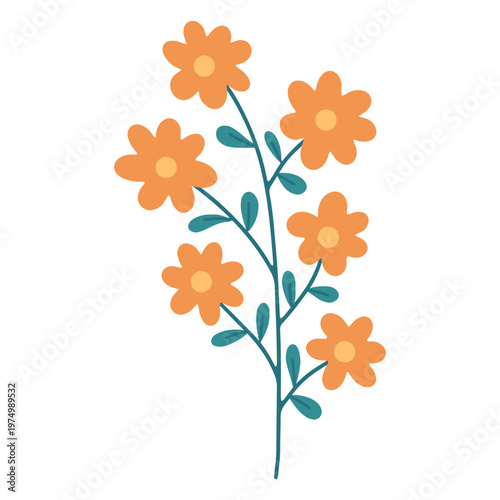 Flowers flat vivid colors daisies