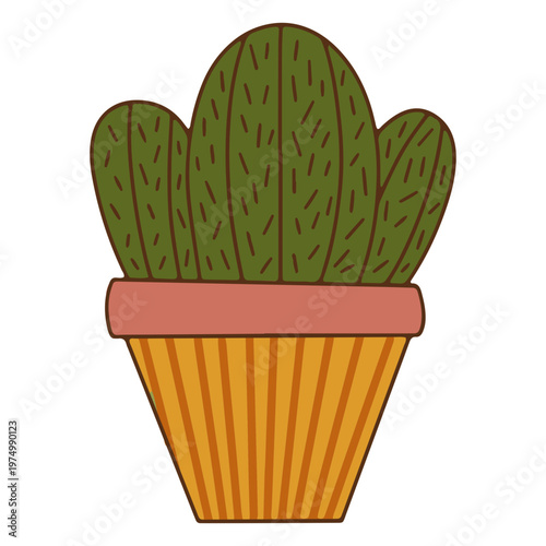 Cactus plant color stroke