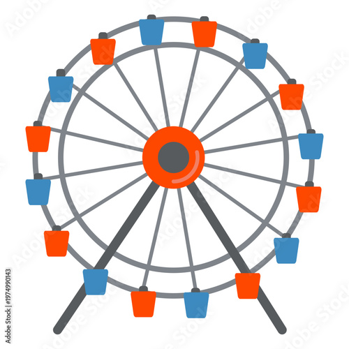 Giant wheel flat circus icons
