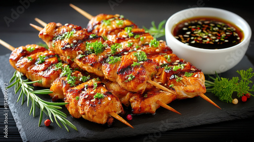 Grilled chicken yakitori sk...