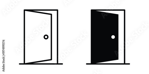 Entrance door icon on white background. linear pictogram. Flat symbols