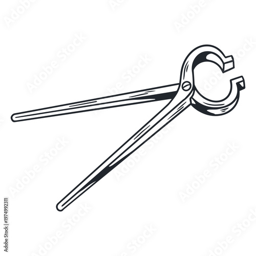 Black and white blacksmith's tongs