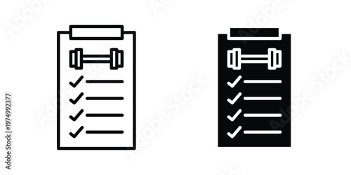 Fitness plan icon on white background. linear pictogram. Flat symbols