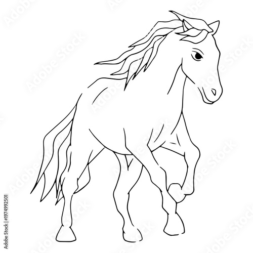 Drawing of smiling horse galloping