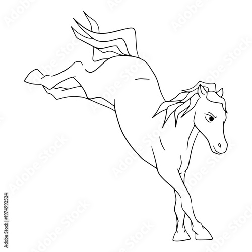 Colorless horse jumping
