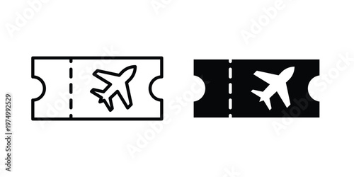 Flight tickets icon on white background. linear pictogram. Flat symbols