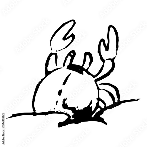 Sand crab summer sketch icon