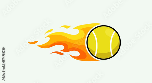 Dynamic Tennis Ball With Fiery Motion Streaks