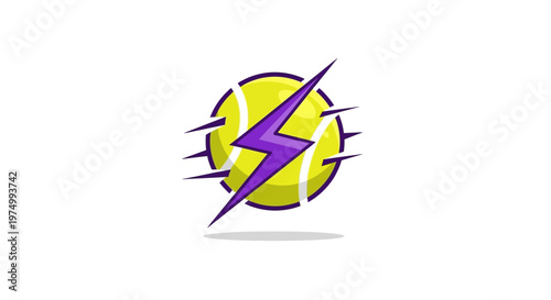 Dynamic Tennis Ball With Lightning Bolt Graphic Design