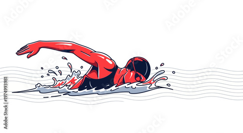 Dynamic Swimmer Captures Athletic Grace And Aquatic Motion