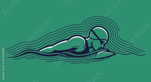 Dynamic Swimmer In Flowing Water Abstract Graphic Art Sport
