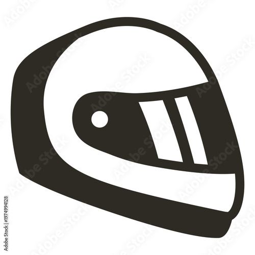 Motorcycle helmet icon black and white