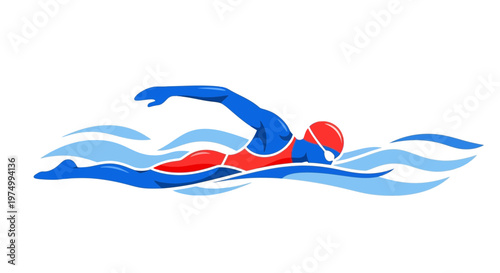 Dynamic Swimmer In Water Vector Art Sport Illustration