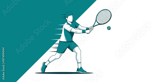 Dynamic Tennis Player Capturing The Moment Of Impact And Speed