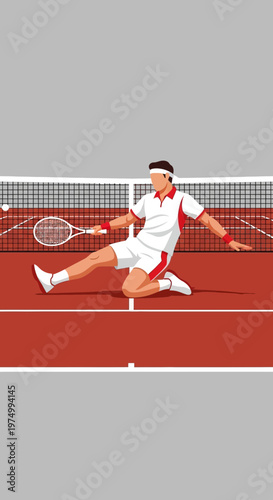 Dynamic Tennis Player Executes a Powerful Forehand Strike On Court