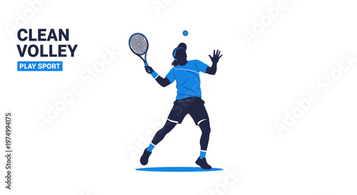 Dynamic Tennis Player Executing a Clean Volley In Action