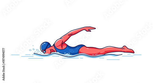 Dynamic Swimmer Performing Freestyle Stroke In Aquatic Setting