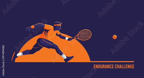 Dynamic Tennis Player Motion Graphic With Abstract Background